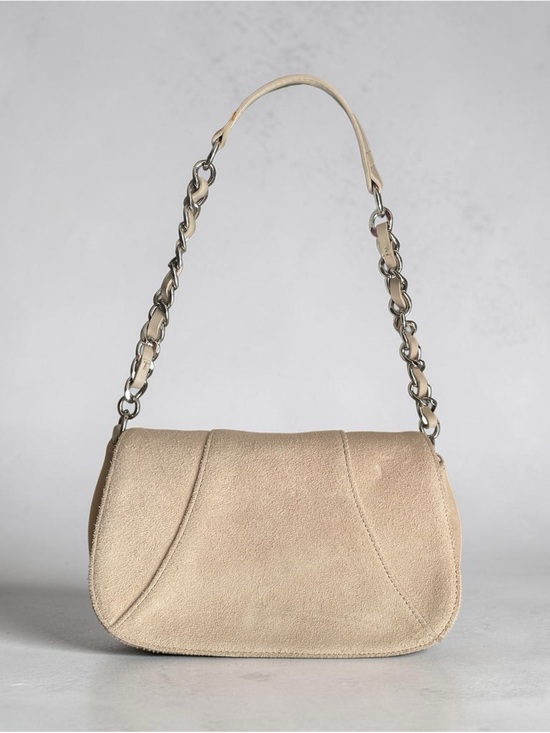 Ann Taylor Handbags - Ann Taylor Loft Handbag Beige Suede Shoulder Bag with Chain Strap